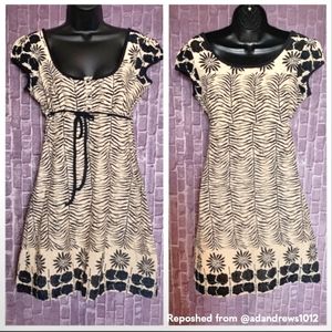 Free People Zebra cream/ black cotton mini dress Sz 6